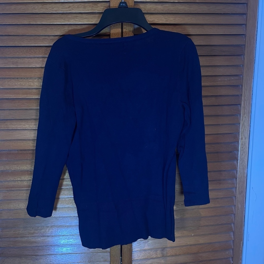7th Ave New York & Company Women’s Navy Blue Tweed Preppy Sweater Sz XS - Picture 5 of 5